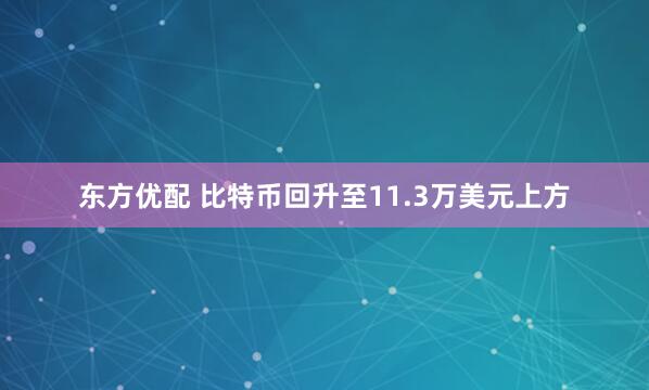 东方优配 比特币回升至11.3万美元上方